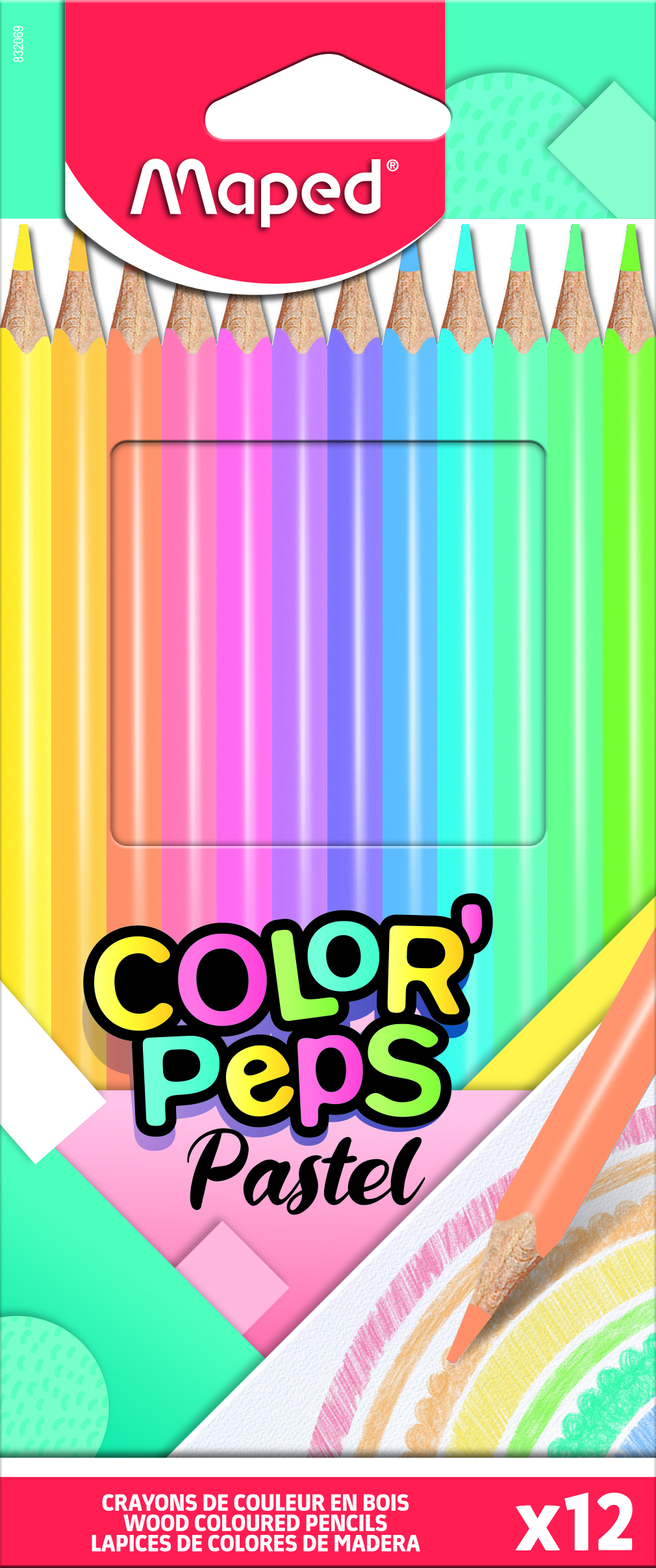 Colour Pencils Pastel Color'peps X 12 Card Box MAPED 832069