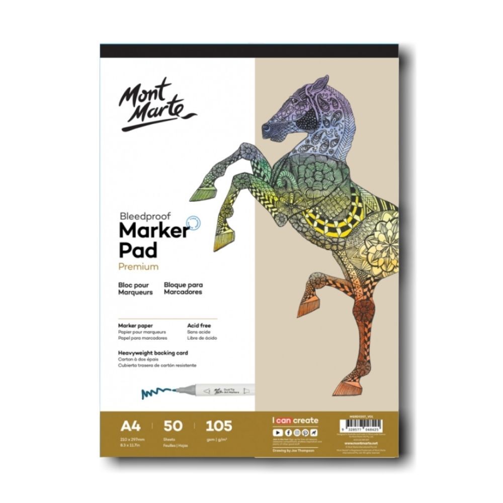 Marker Pad Bleedproof 105g A4 Sheets Mont Marte