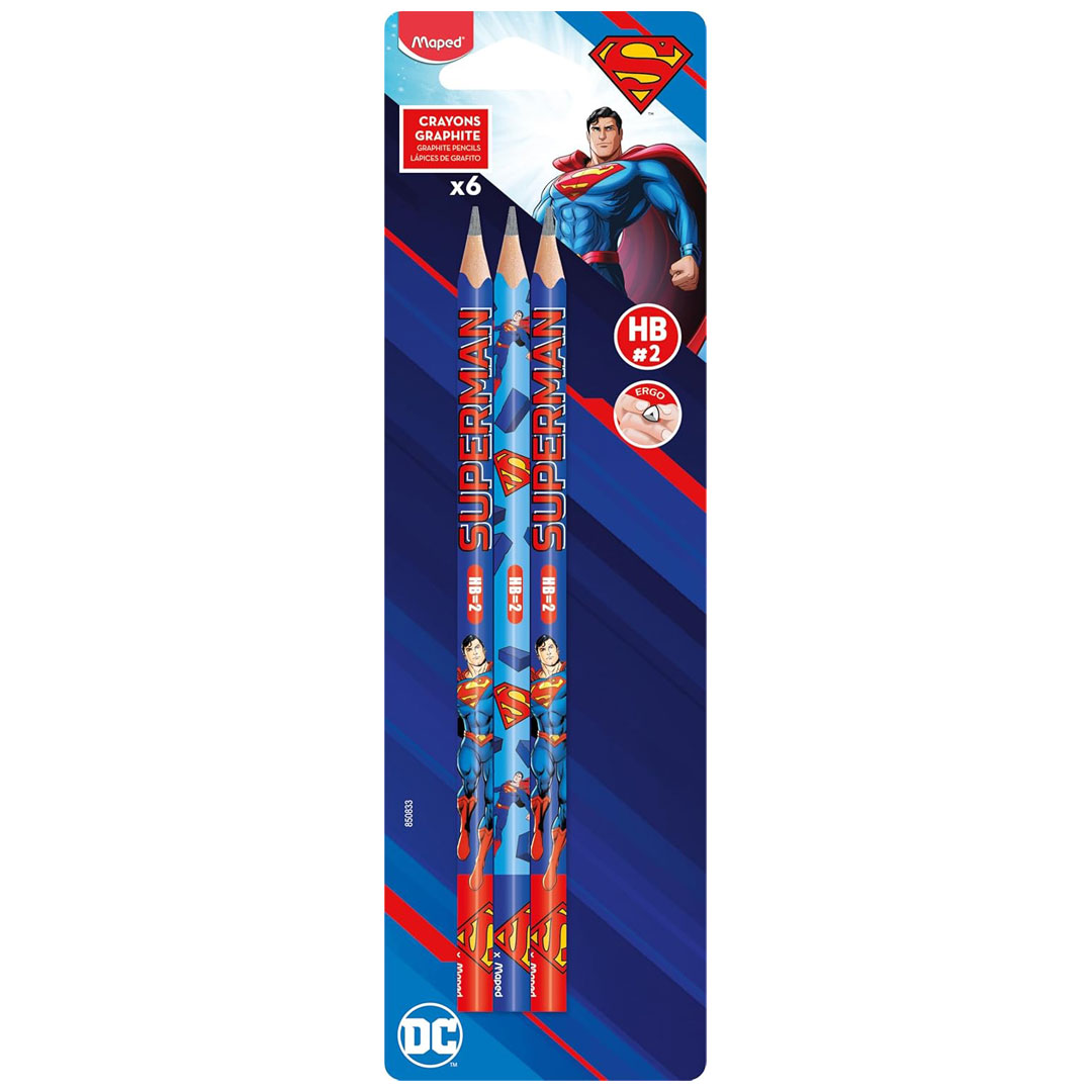 Pencil Graphite HB Superman x 6pcs Blister MAPED 850833