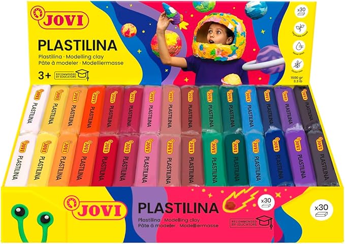 Plastilina Carton 30 Pains 50 Grs 6 Couleurs Fluo