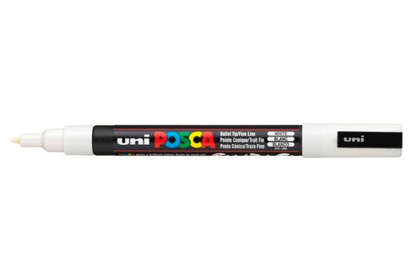 Marker Fine Cone Tip 0.9-1.3mm White POSCA Uni