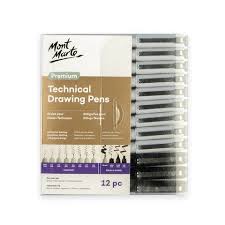 Technical Drawing Pens Set Of 12pcs Mont Marte