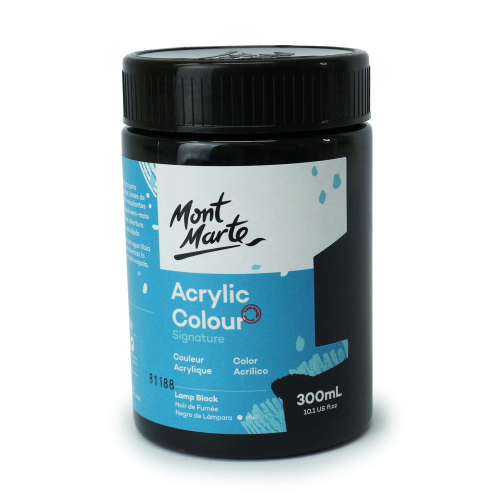 Acrylic Paint 300ml Colour Lamp Black Mont Marte