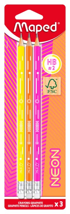 Crayon Graphite HB FSC Neon Embout Gomme Maped 853717FC