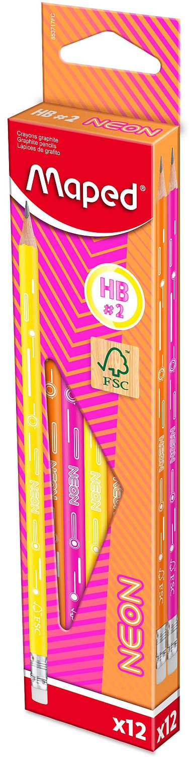 Pencil Graphite Eraser End HB FSC Neon MAPED 853717FC
