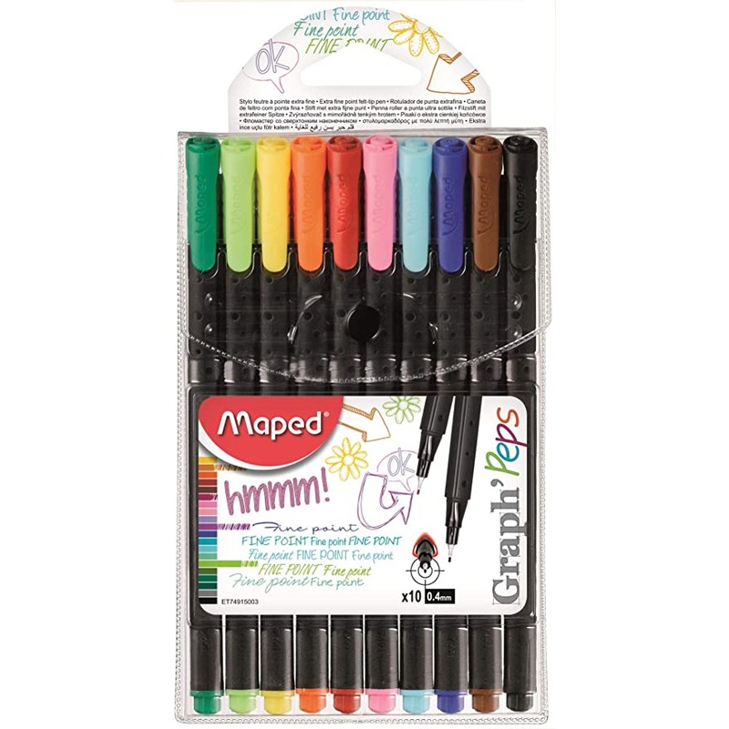 MAPED FINE POINT GRAPH PEPS X10 POUCH REF 749150