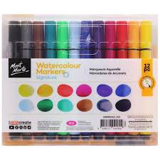 Watercolour Markers Tri Grip Set Of 12pcs Mont Marte