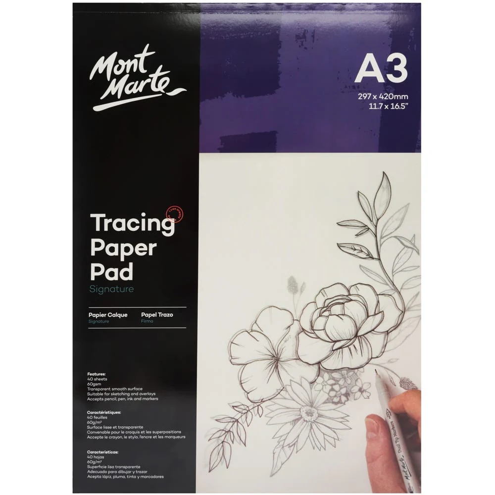 Tracing Paper Pad A3 60g 40 Sheet Mont Marte