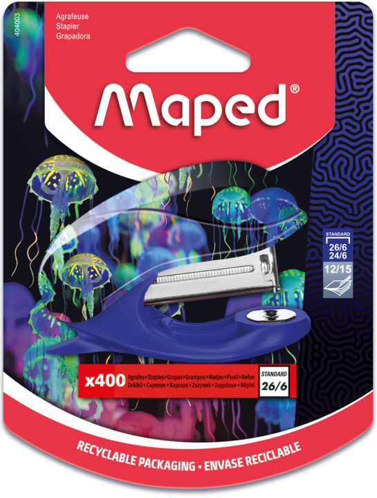 Stapler Mini Deepsea 26/6 + 400 Staples MAPED 404003