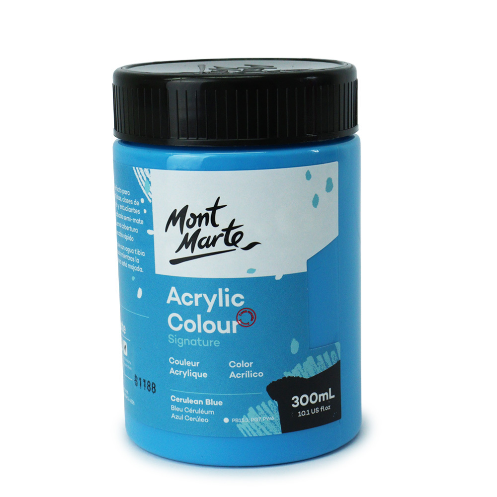 Acrylic Paint 300ml Colour Cerulean Blue Mont Marte