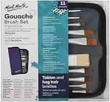 Gouache Brush Set Wallet Of 11pcs Mont Marte