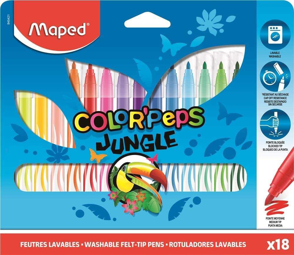 Felt Tips Pens Color'peps Jungle X 18 Cardboard MAPED 845421