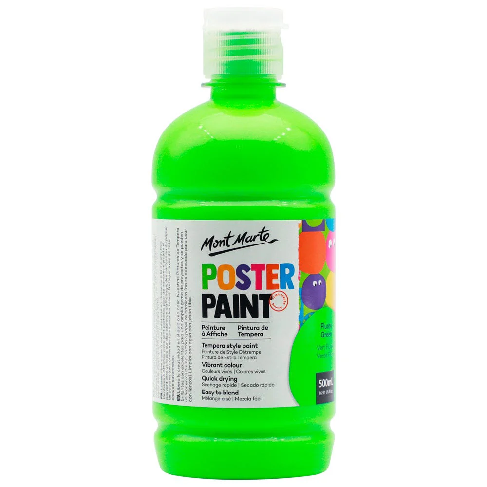 Poster Paint 500ml Fluoro Green Mont Marte