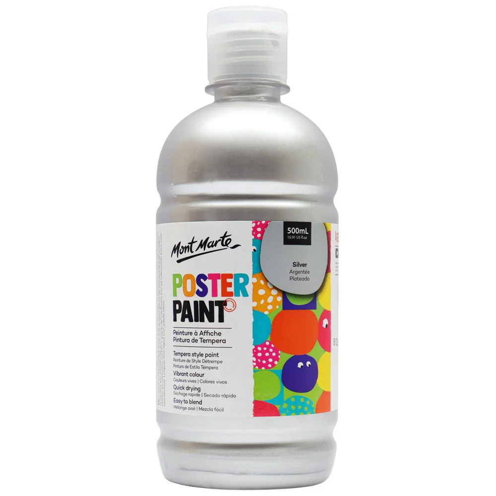 Poster Paint 500ml Silver White Mont Marte