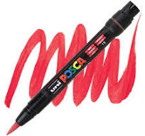 Marker Brush Type 1-10mm Red POSCA Uni
