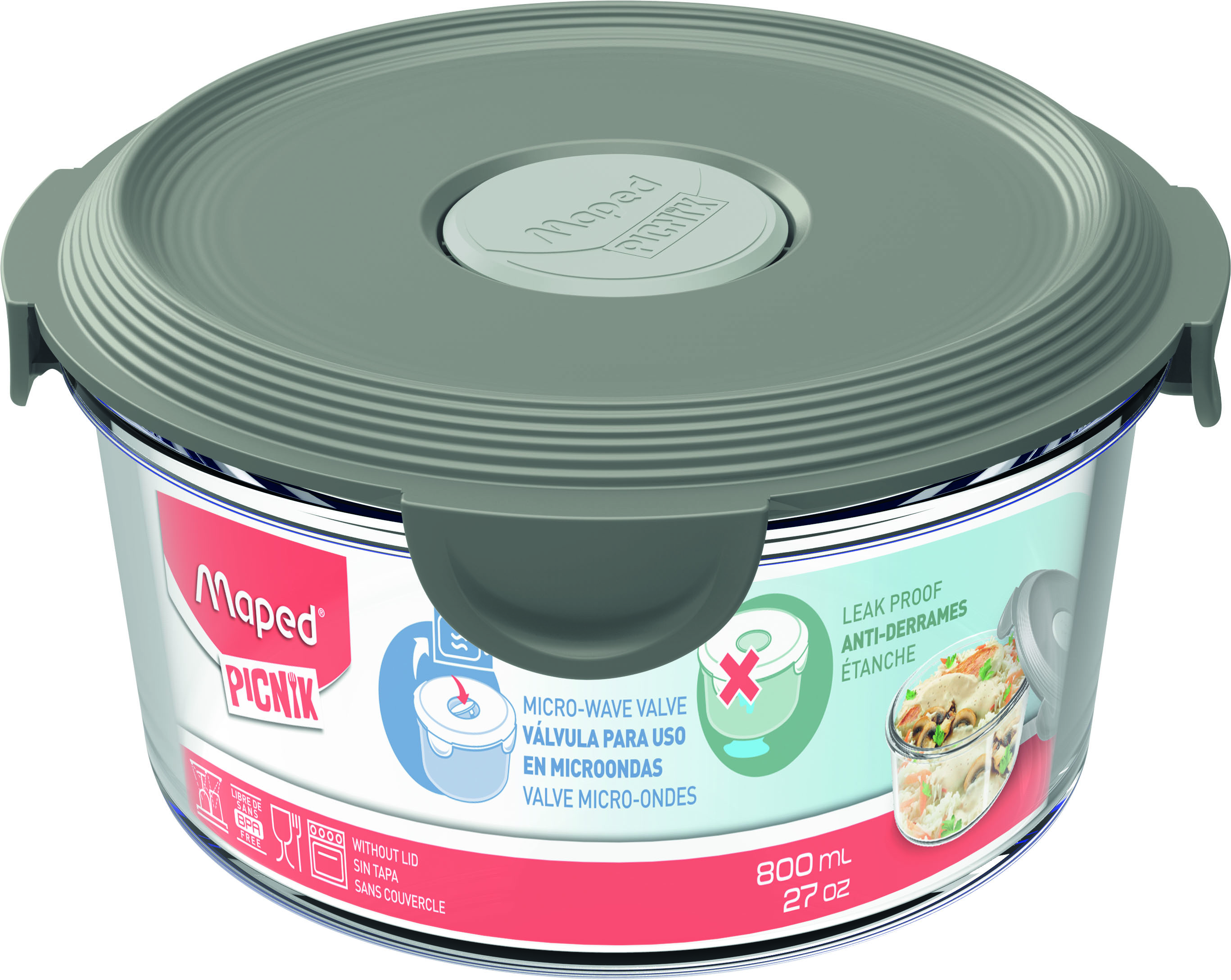 Lunch Box Adult Glass Grey Concept MAPED PICNIK 875905