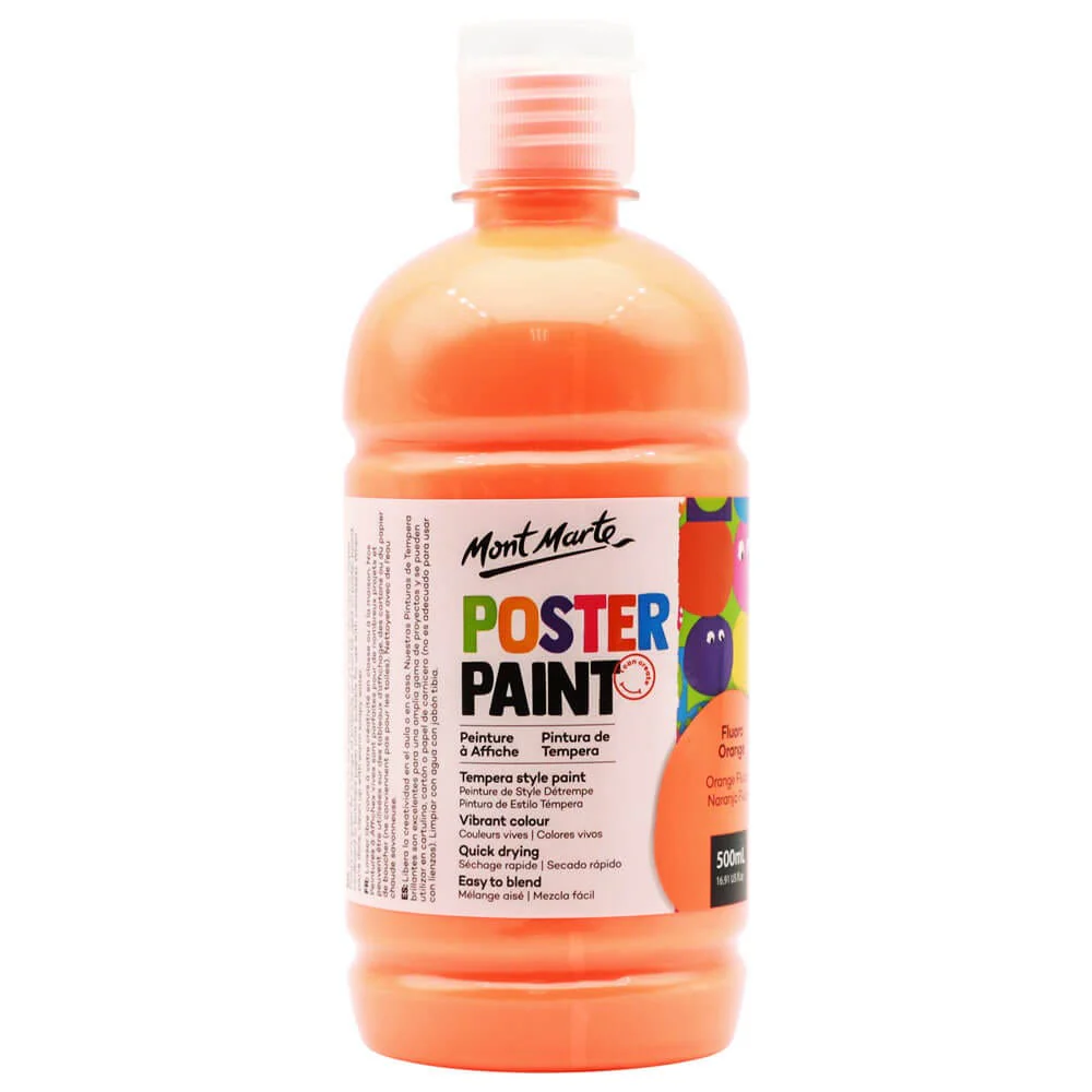 Poster Paint 500ml Fluoro Orange Mont Marte
