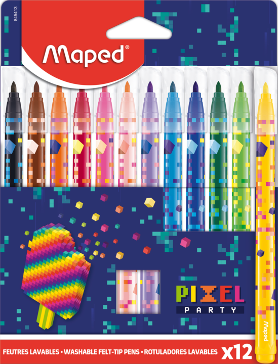 Felt Tips Pens Pixel Party x 12pcs MAPED 845413