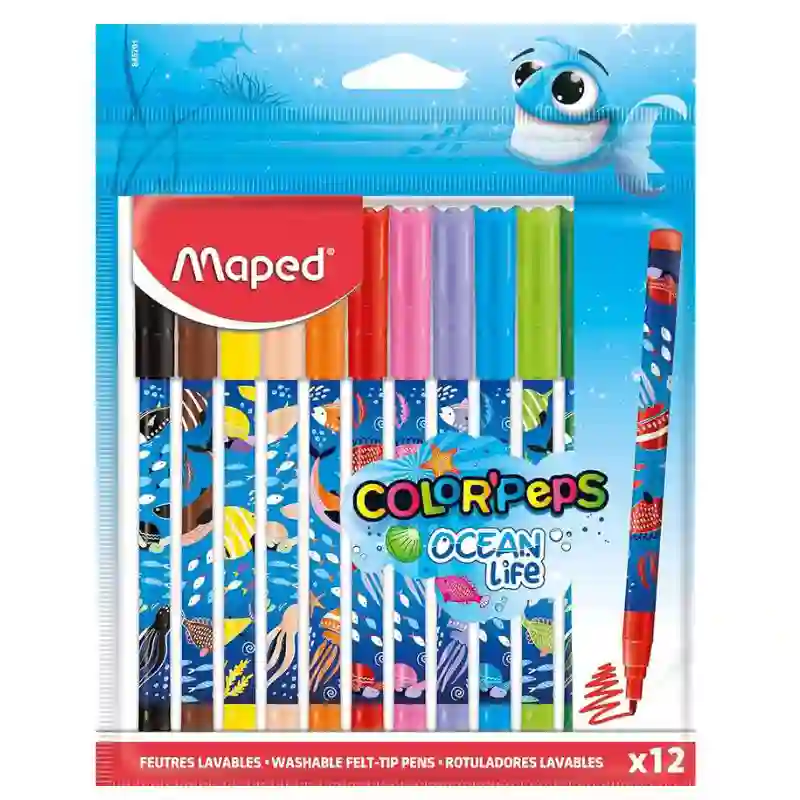 Felt Tips Pens X 12 Ocean Deco MAPED 845701