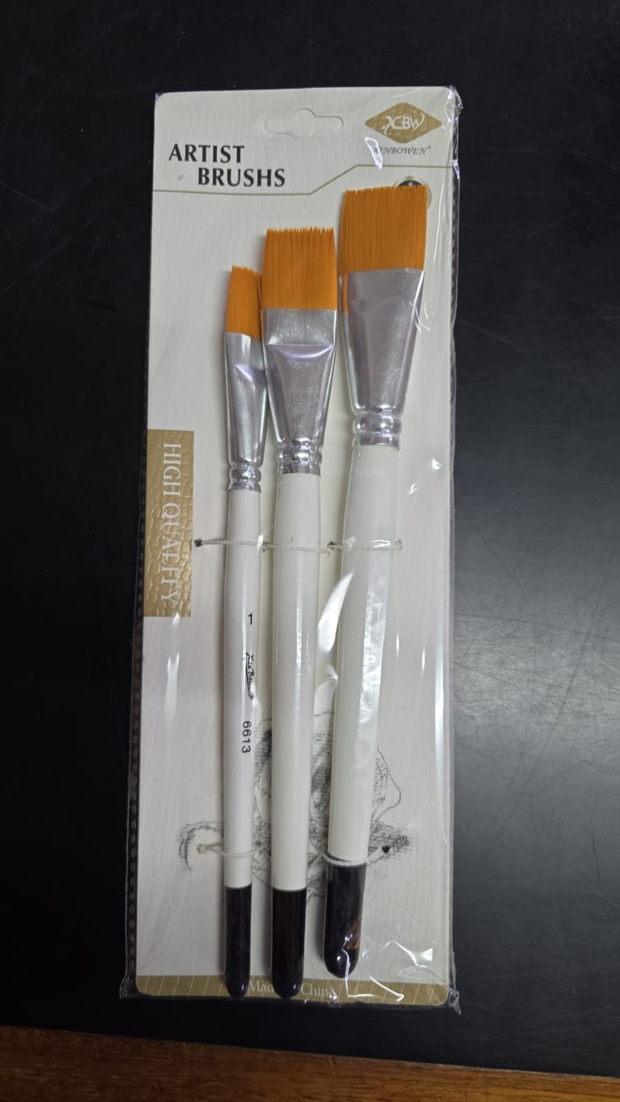 CZ Aritist Brush 1-2Cm White Handle Set Of 3