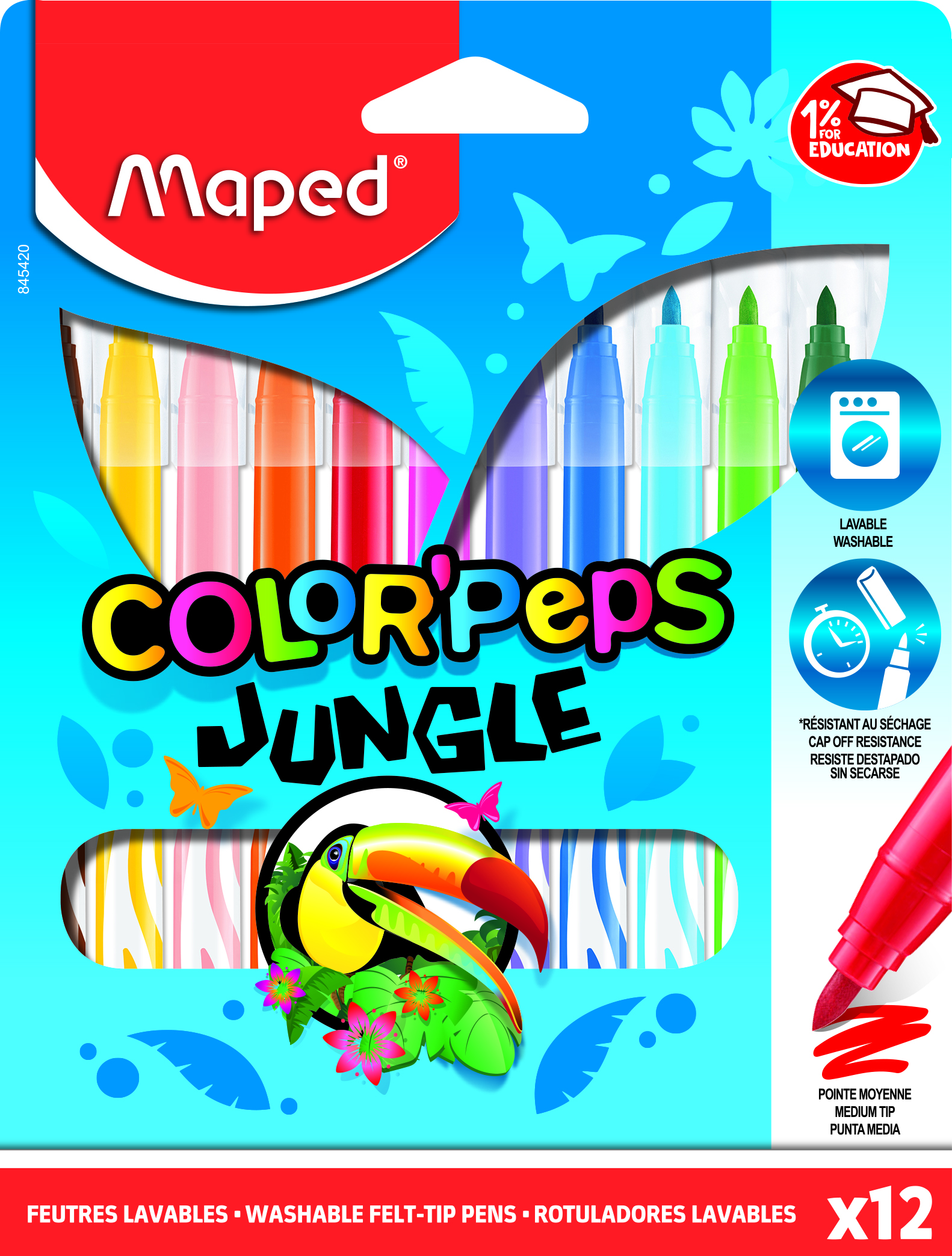 Felt Tips Pens Color'peps Jungle X 12 Cardboard MAPED 845420