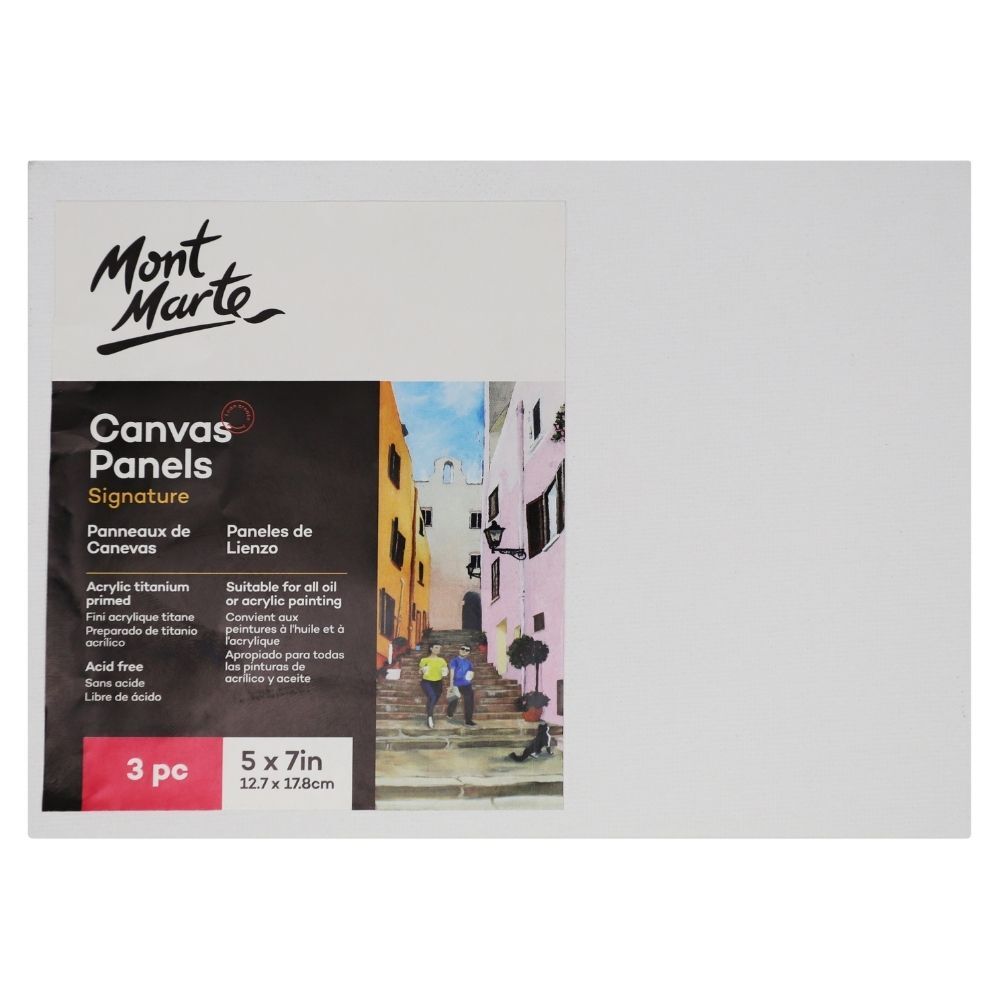 Canvas Panels 12.7x17.8cm Pack Of 3 Mont Marte