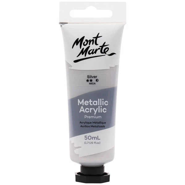 Acrylic Metallic Paint 50ml Colour Silver Mont Marte