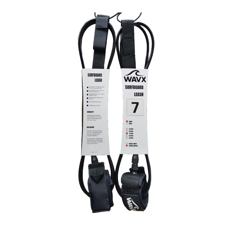 WAVX LEASH Shortboard 7FT 7MM BLACK