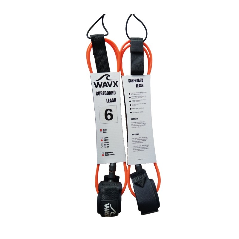 WAVX LEASH Shortboard 6FT 6MM ORANGE