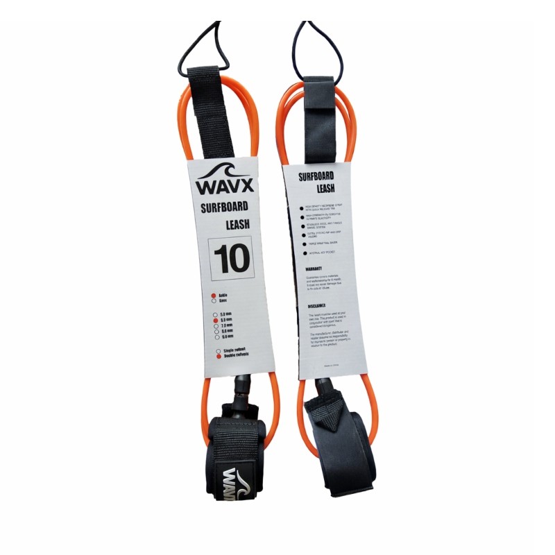 WAVX LEASH Longboard 10FT 8MM ORANGE