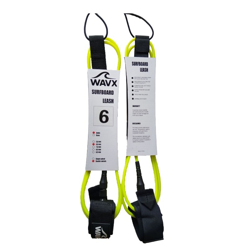 WAVX LEASH Shortboard 6FT 6MM YELLOW