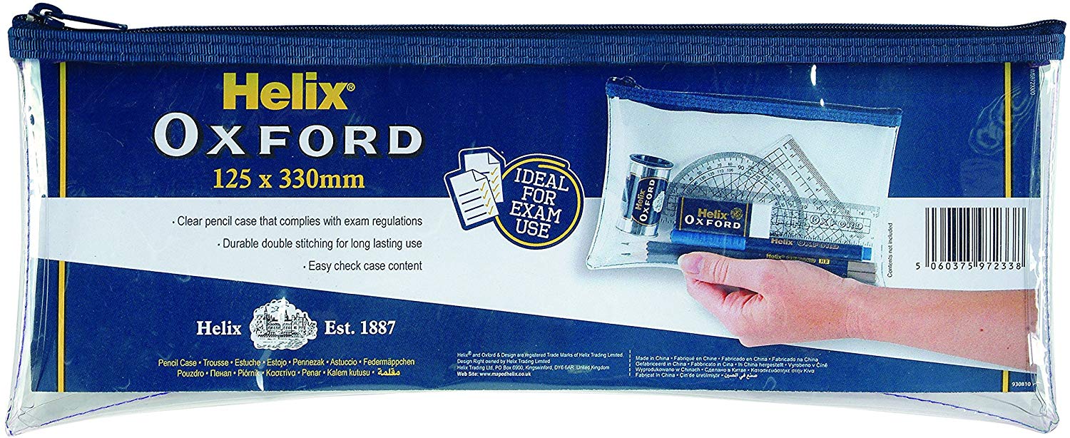 Pencil Case Clear 13x5 inch Helix 930810 / 930805