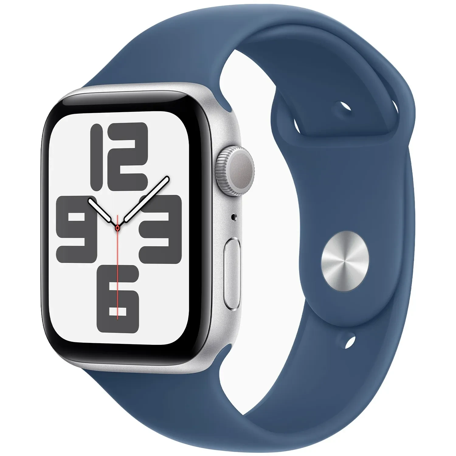 APPLE WATCH SE GPS 44MM SILVER ALUMINIUM CASE WITH DENIM SPORT BAND M_L