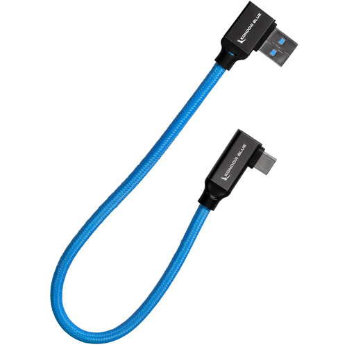 Kondor Blue 30cm USB-C to USB-A  Right-Angle Cable USB 3.2 Gen 1