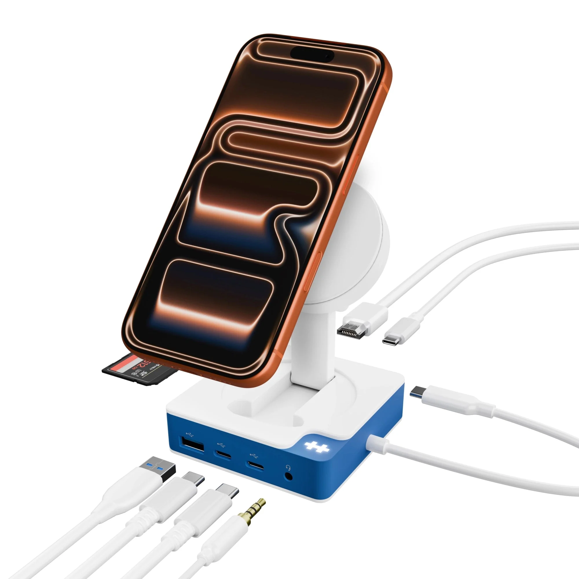 HyperDrive Flex 5 Port USB-C Hub With Qi Phone Charger 7.5W (Blue)