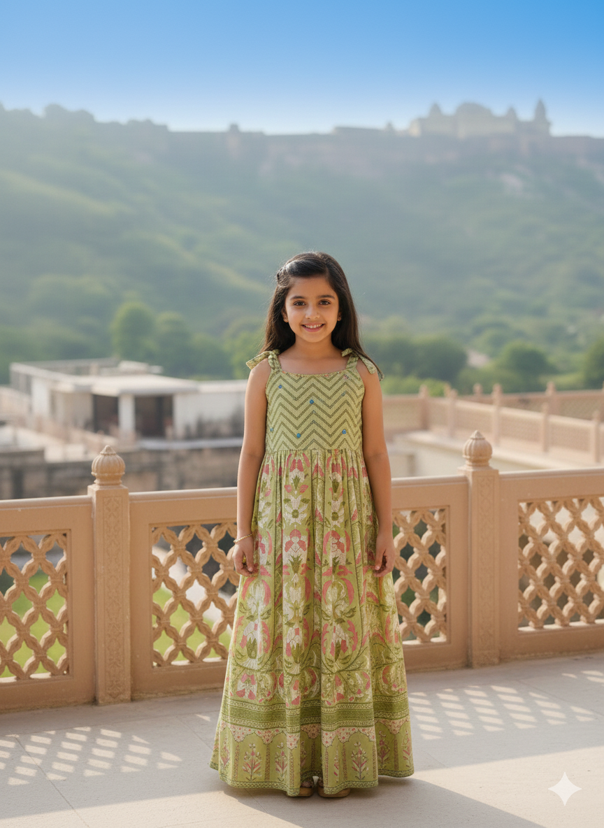 GIRL DRESS STRAP PRINTED
