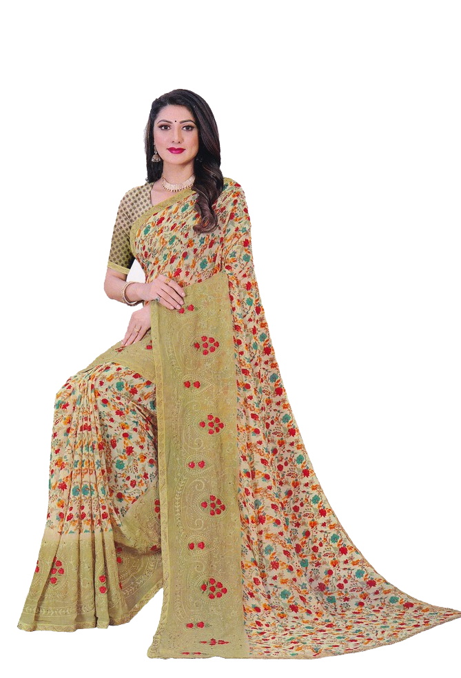 Soft MulMul Cotton with Ikkat Jaipur Block Printed Sarees 20860N – Griiham