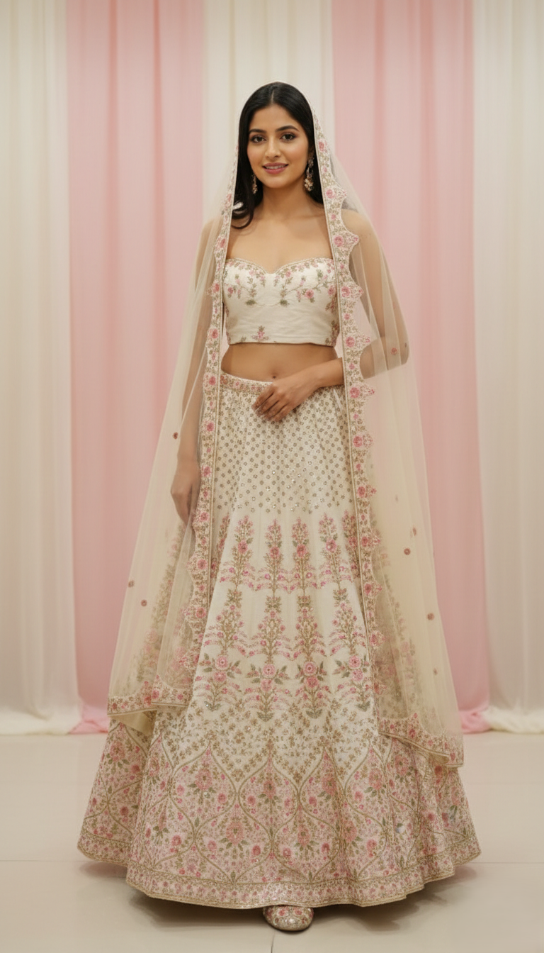 LEHENGAS-DUPION-SEMI STITCHED-KASH 1678