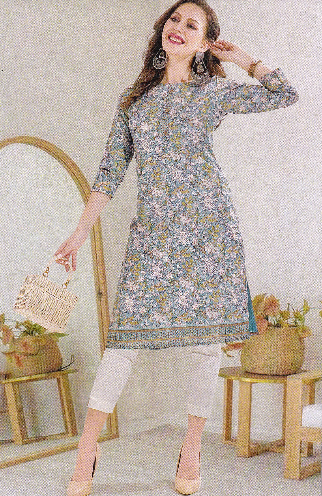 LADIES KURTI LONG PRINTED L/S