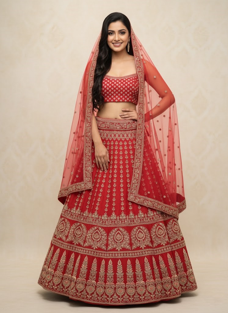 LEHENGAS-DUPION-SEMI STITCHED-KRTV 2514
