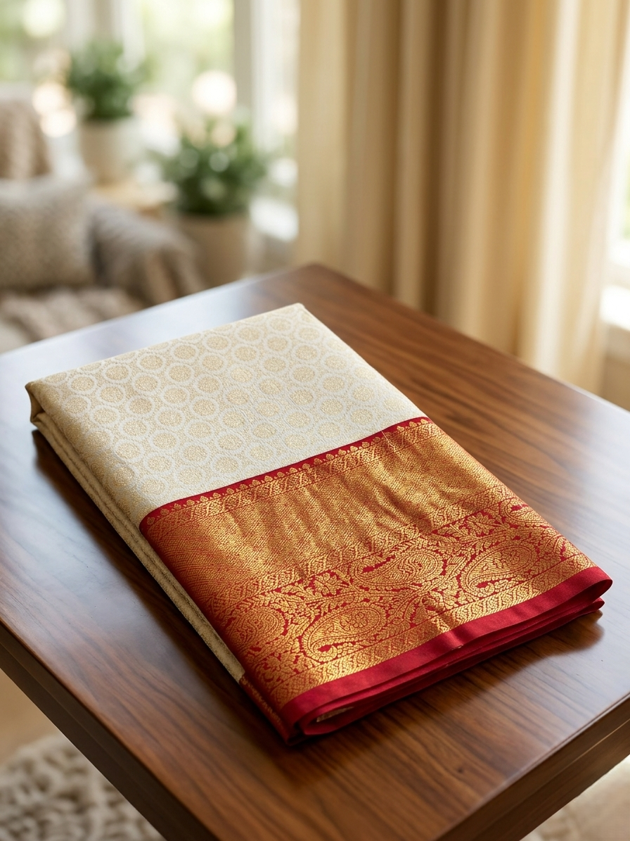 SAREE BANGALORE-PURE SILK BROCADE-EMBROIDED-BLOUSE-AT 3486 A