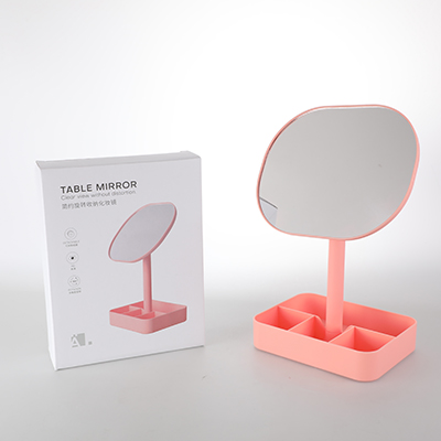 Simple Rotary Rectangle Table Mirror with Storage Box