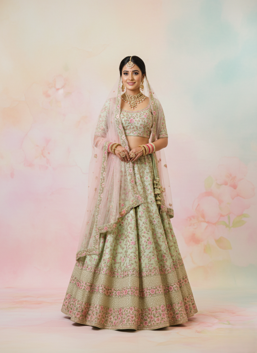 LEHENGA-DUPION-SEMI STITCHED-KASH 1793