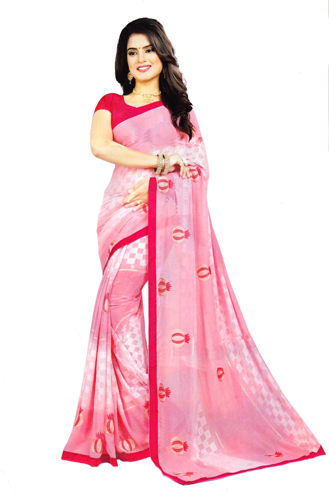 SAREE S-GEORGETTE-DYED EMB-PAL 8663