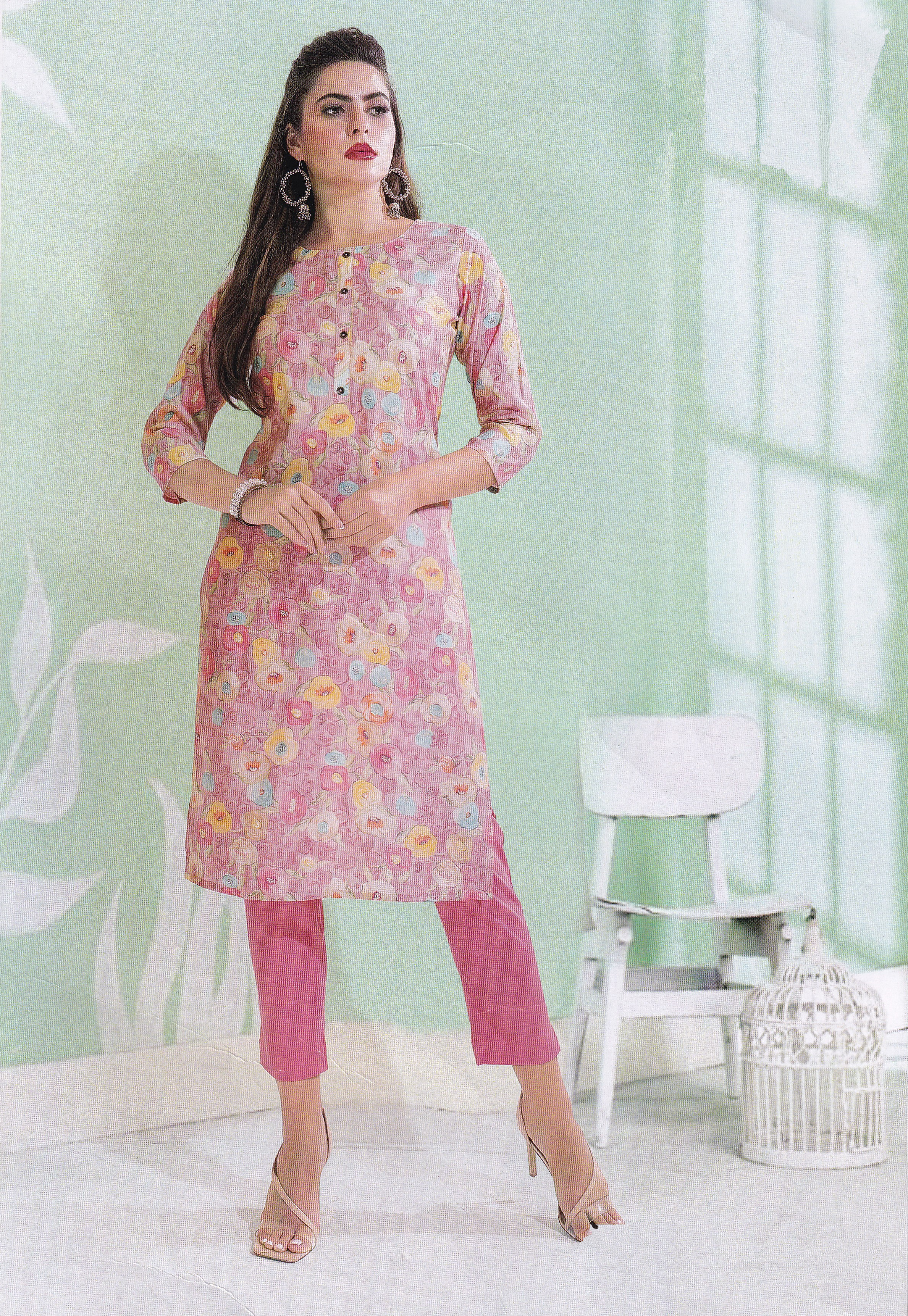 LADIES KURTI LONG PRINTED L/S