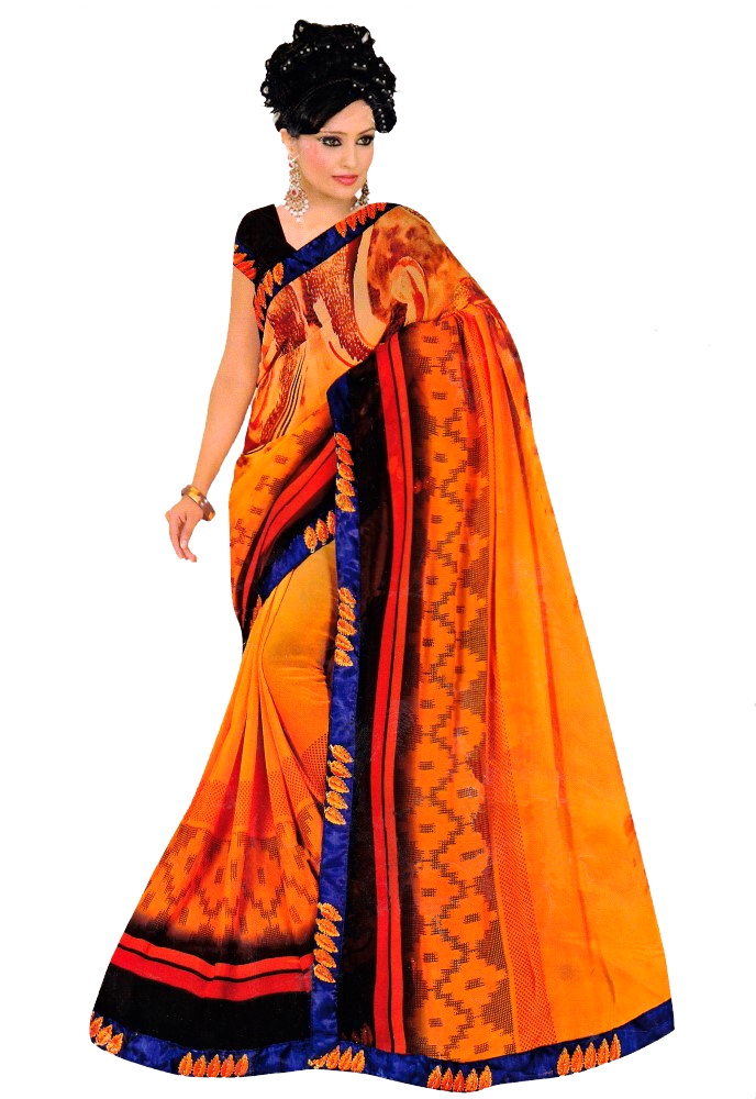 SAREE S-GEORGETTE-PRINTED+EMB-KTX 8692 M