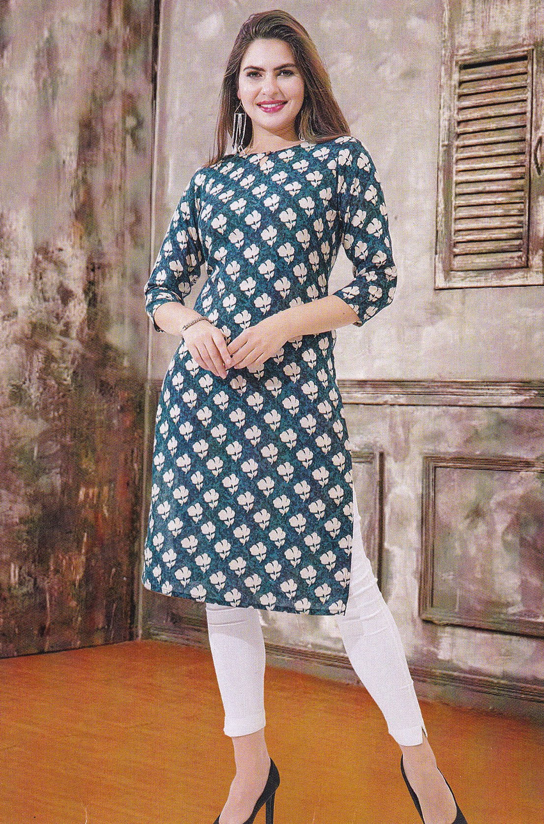 LADIES KURTI LONG PRINTED L/S