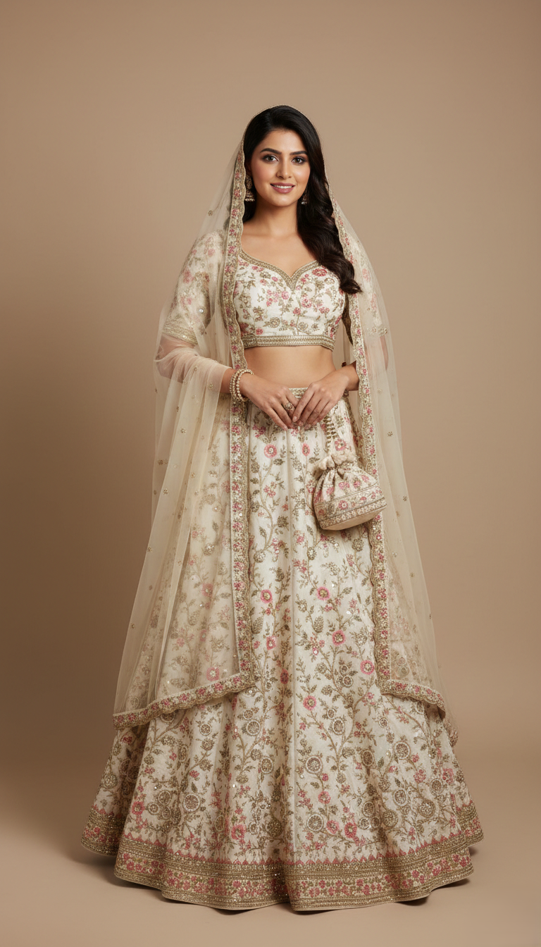 LEHENGAS-DUPION-SEMI STITCHED-KASH 1613