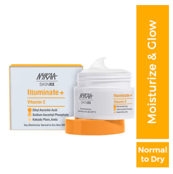 NYKAA SKINRX ILLUMINATE + VITAMIN C DAY MOISTURISER NORMAL TO DRY SKIN SPF 15-50GM