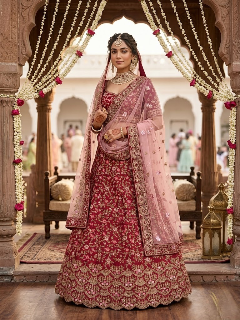 LEHENGA-SILK-SEMI STITCHED-M/IN-1/785
